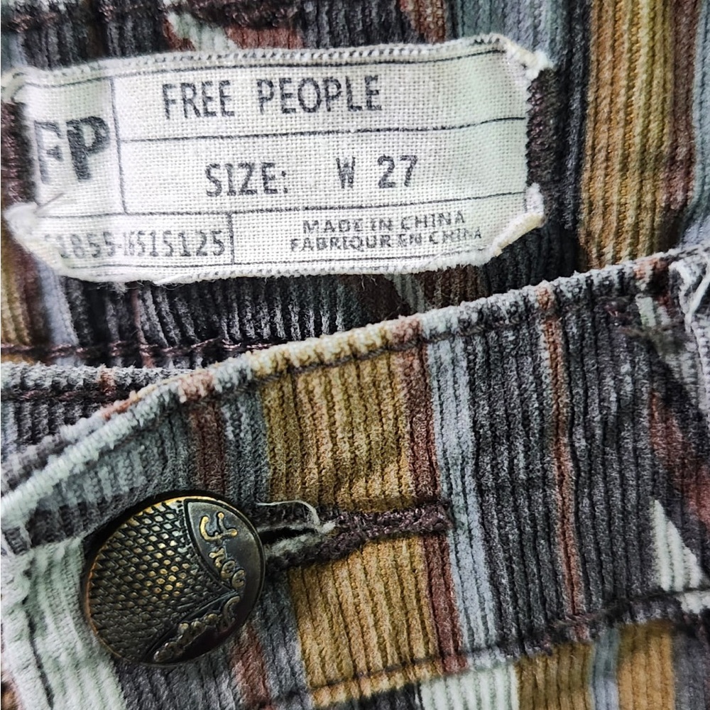 Free People Multicolor Striped Corduroy low rise flare pants 27 - Picture 2 of 6